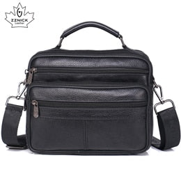 Men Genuine Leather Shoulder Bag Fashion Zipper Shoulder Messenger