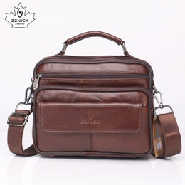 Men Genuine Leather Shoulder Bag Fashion Zipper Shoulder Messenger