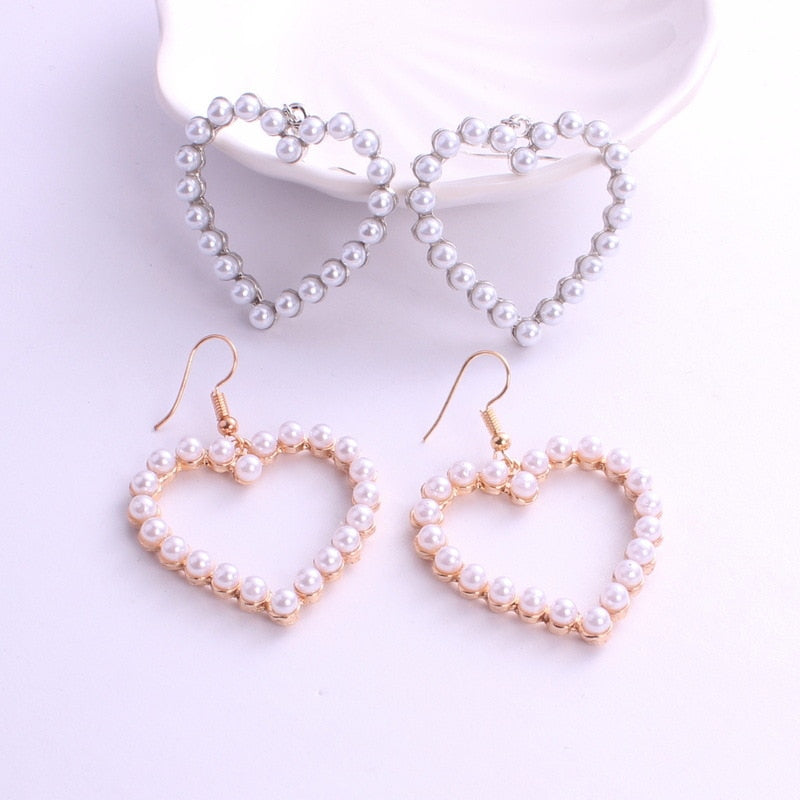 Colourful Bow Earrings For Geometry Circle Simulated Pearl Earrings