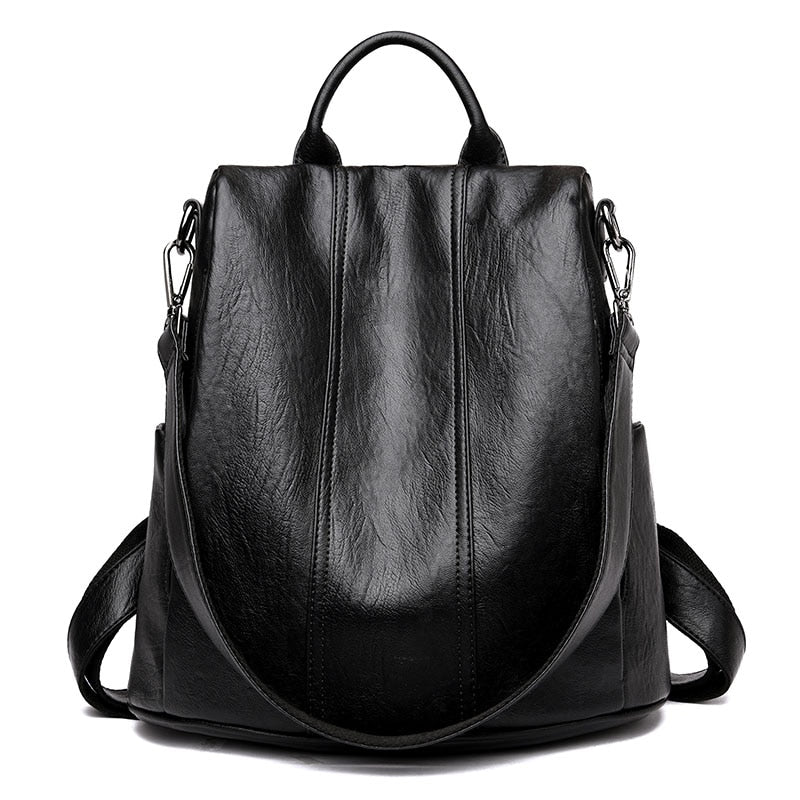 Women Waterproof Anti Theft Leather Backpack
