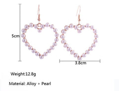 Colourful Bow Earrings For Geometry Circle Simulated Pearl Earrings