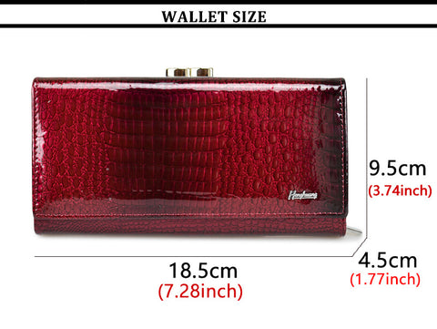 Genuine Leather Women Wallet Long Zipper Wallet