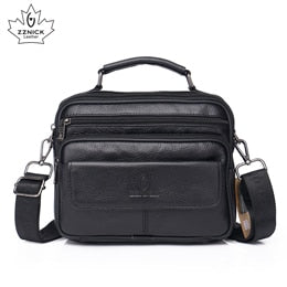 Men Genuine Leather Shoulder Bag Fashion Zipper Shoulder Messenger