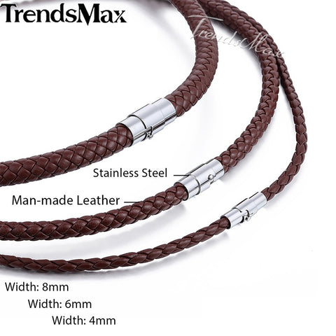 Choker Necklace Black Brown Braided Leather Necklace