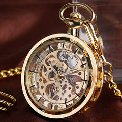 Vintage Watch Necklace Steampunk Skeleton Mechanical Fob Pocket