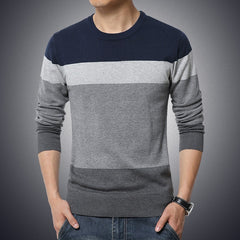 Casual Men Sweater O-Neck Striped Slim Fit Knittwear