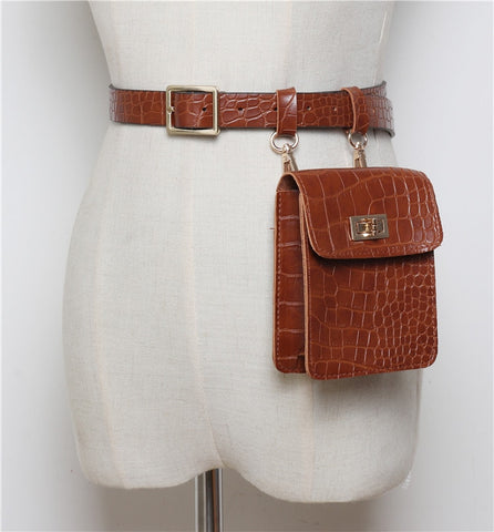 Vintage Leather Waist Bag Alligator Fanny Pack
