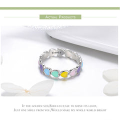 Silver Rainbow Heart Finger Ring fMini Hearts Trendy Party Jewelry