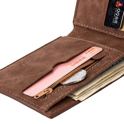 Fashion PU Leather Men Wallet With Coin Bag Zipper Small Money Purses