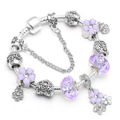 Vintage Silver Color Charms Bracelets Beads Brand