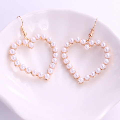 Colourful Bow Earrings For Geometry Circle Simulated Pearl Earrings