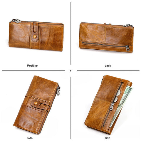 Men Purses Long Zipper Genuine Leather Male Clutch Bags