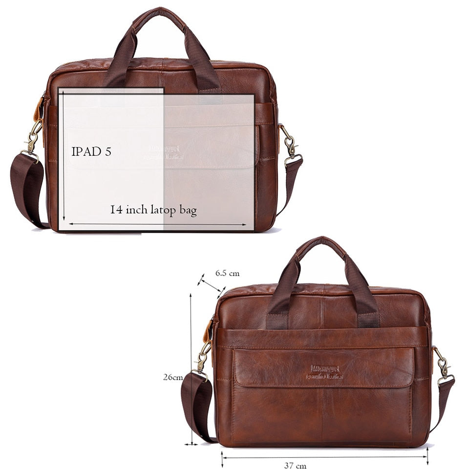 Men Genuine Leather Handbags Casual Leather Laptop Bags Male Business