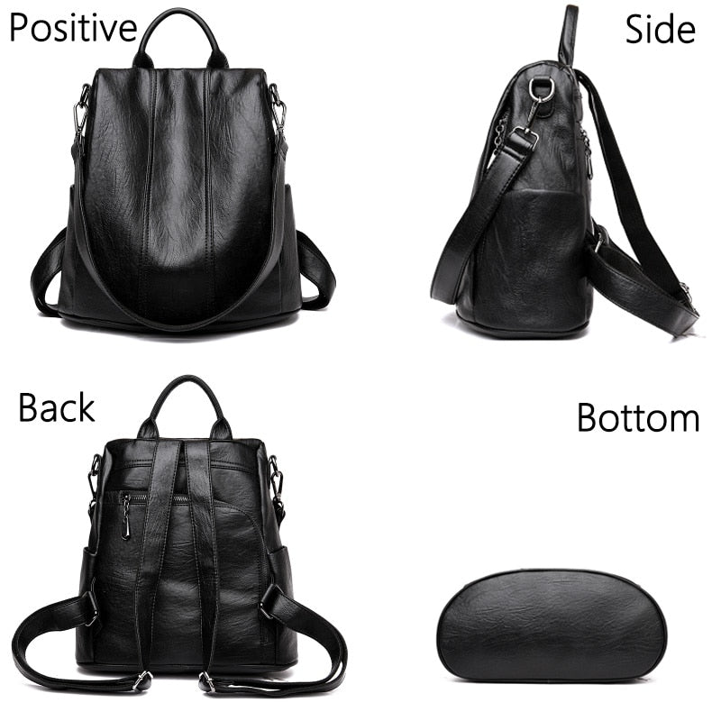 Women Waterproof Anti Theft Leather Backpack