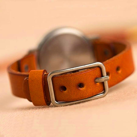 Vintage Digital Hollow Genuine Cow Leather Strap Watches