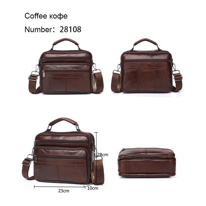 Men Genuine Leather Shoulder Bag Fashion Zipper Shoulder Messenger