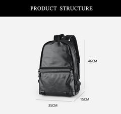 Fashion Men Leather Backpack Black School Bags for Teenager Boys