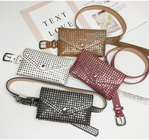 Fashion Rivets Waist Pack Luxury Designer Fanny Pack Small Waist Bag