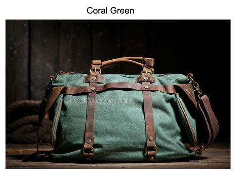 Unisex Retro Canvas Leather messenger bags  Men Crossbody Bag