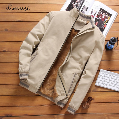 Autumn Mens Bomber Jackets Casual Male Outwear Fleece Thick