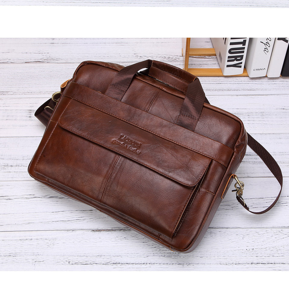 Men Genuine Leather Handbags Casual Leather Laptop Bags Male Business