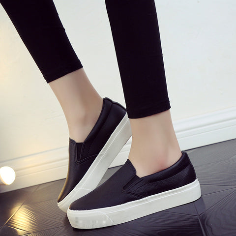 Leather Shoes Spring Trend Casual Flats Sneakers Female