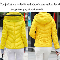 Winter Jacket women Short Womens Parkas Thicken Outerwear solid hooded