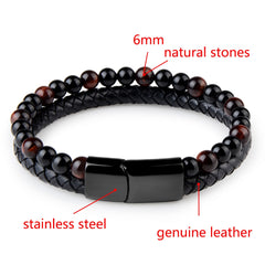 Natural Stone Bracelets Genuine Leather Braided Bracelet