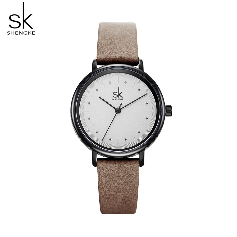 Simple Watch For Women Brown Retro Leather