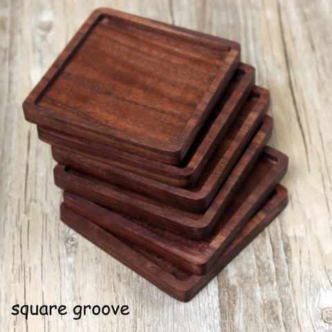 Tea Coffee Cup Pad Placemats Decor Walnut Wood Coasters