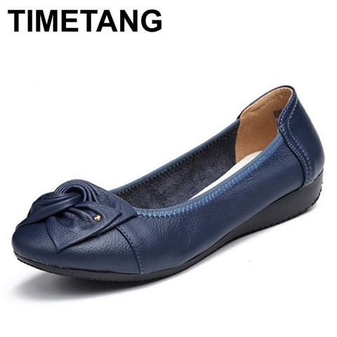 Plus Size Spring\Autumn Genuine Leather Shoes Woman Flats Work