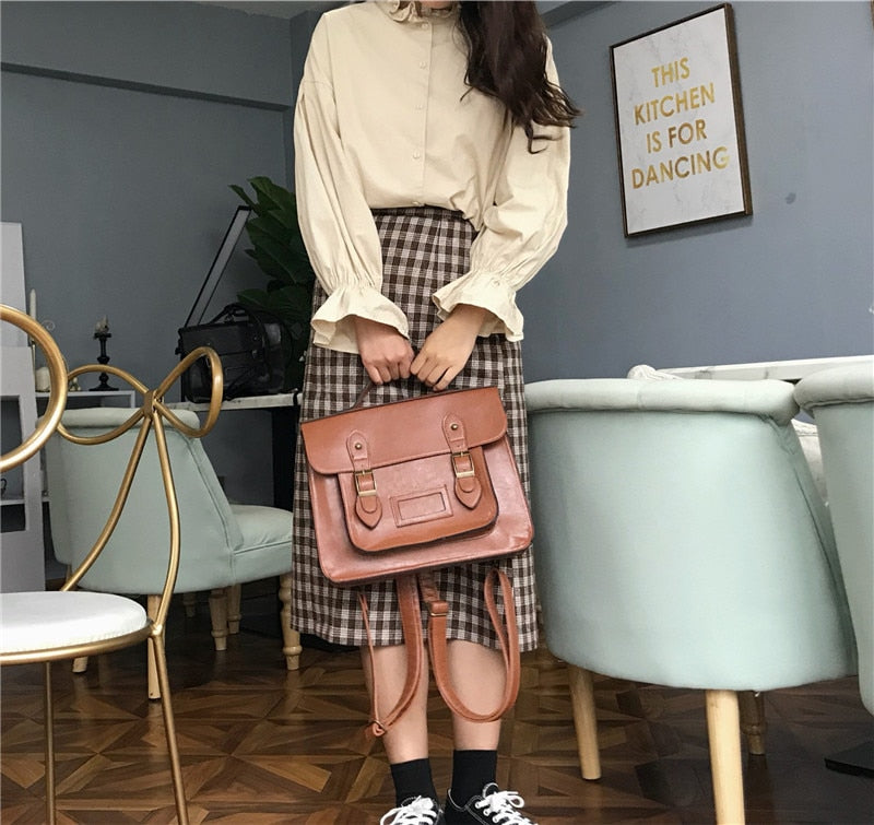 vintage Women Backpacks preppy style student backpack multifunctional