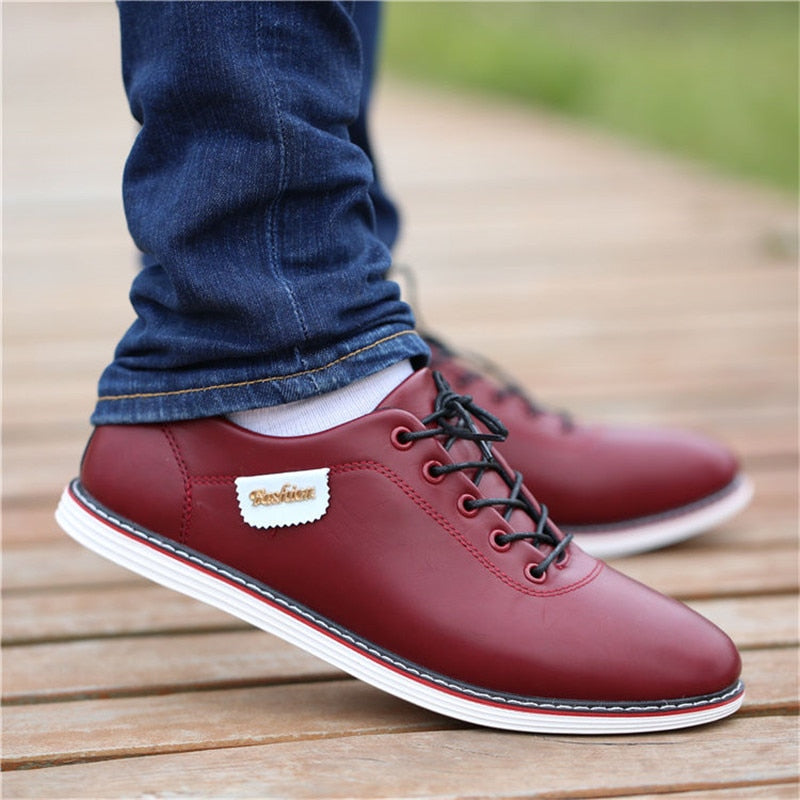 Outdoor Breathable Sneakers Men PU Leather Business Casual Shoes