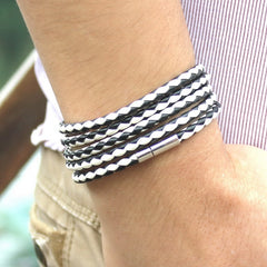 Fashion 5 Layer Leather Bracelets  Charm Bangle Handmade Round Rope