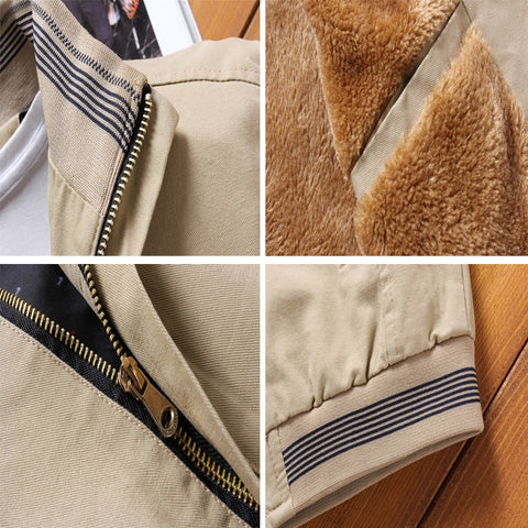 Autumn Mens Bomber Jackets Casual Male Outwear Fleece Thick