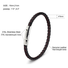 Stainless Steel Bracelet Men Genuine Leather Bracelets Simple Style