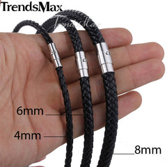 Choker Necklace Black Brown Braided Leather Necklace
