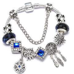 Vintage Silver Color Charms Bracelets Beads Brand