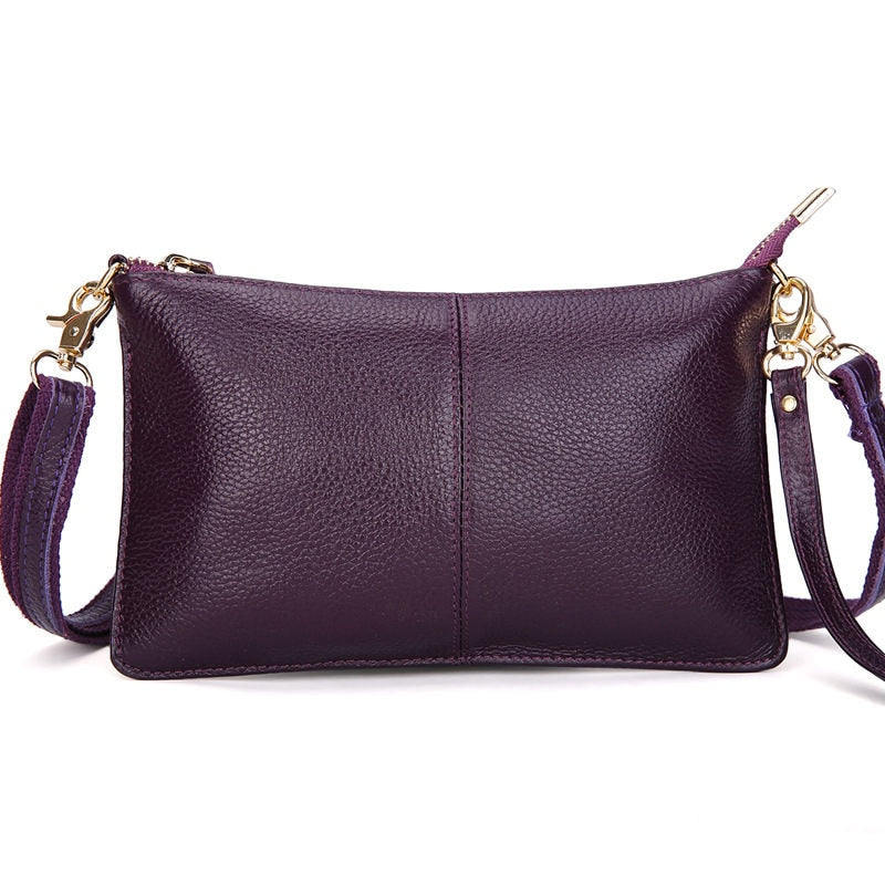 Women Genuine Leather Day Clutches Candy Color Shoulder Bags