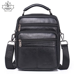 Men Genuine Leather Shoulder Bag Fashion Zipper Shoulder Messenger