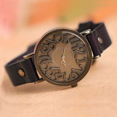 Vintage Digital Hollow Genuine Cow Leather Strap Watches