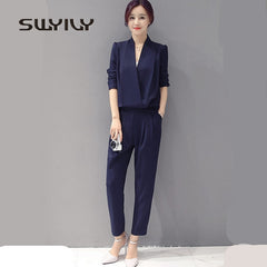 Jumpsuit Ankle Length Pants Detachable Slim Female Leisure Trousers