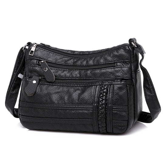 Fashion Women Bag Pu Soft Leather Shoulder Bag Multi-layer Crossbody Bag