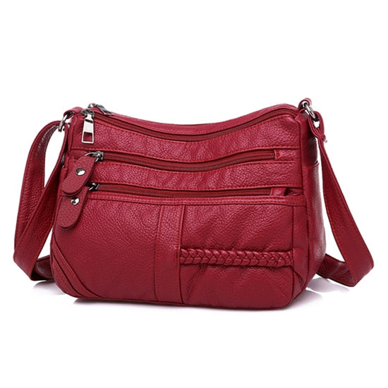 Fashion Women Bag Pu Soft Leather Shoulder Bag Multi-layer Crossbody Bag