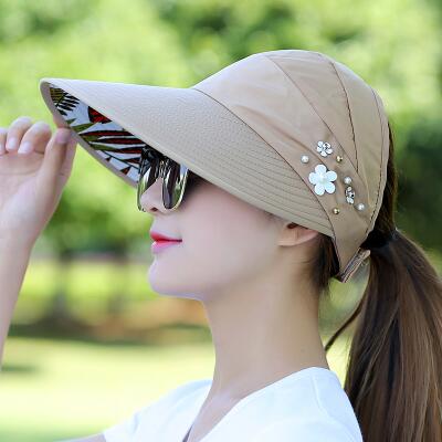 sun hat with pearl adjustable big heads wide-brimmed beach hat