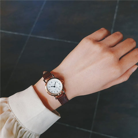 Bamboo Knot Vintage Leather Women Small Watches Designer