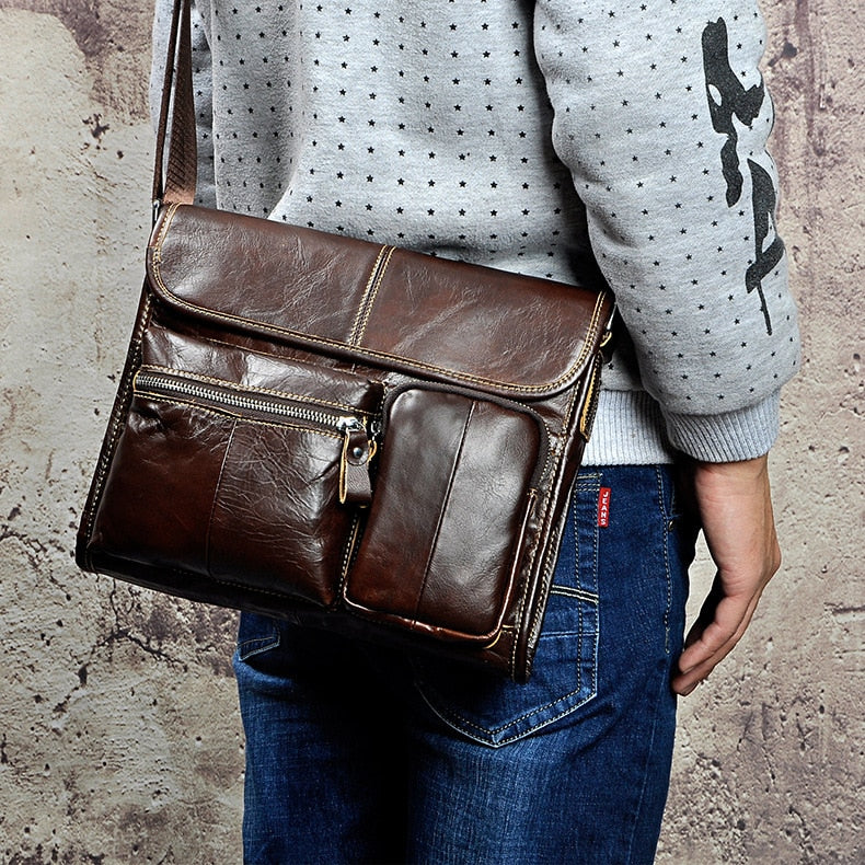 Original Leather Male Designer Casual Messenger Crossbody bag