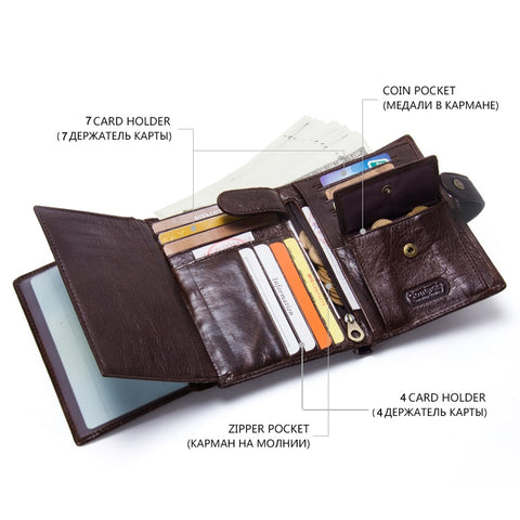 Wallet Men Hasp Design Short Purse With Passport Photo Holder