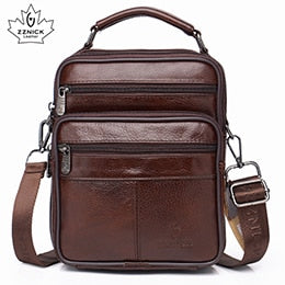 Men Genuine Leather Shoulder Bag Fashion Zipper Shoulder Messenger