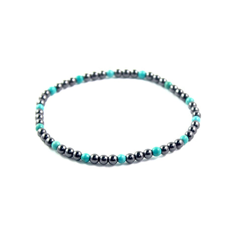 Magnetic Hematite Round Beads Beaded Anklet 4MM